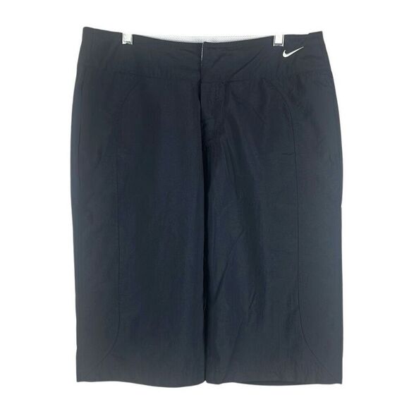 Nike Black Bermuda Wide Leg Athletic Shorts M 8-10 - Picture 1 of 14